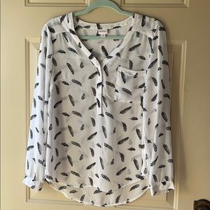 Merona white sheer feather top